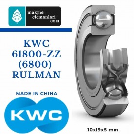 6800 ZZ KWC Rulman - Çelik Kapak (10x19x5 - 10*19*5) (61800)